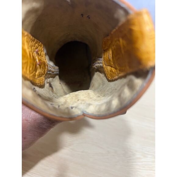 Arango Western Cowboy Yellow Alligator Pointed Toe Kids Boots Size USA 13 Mex 20 - Picture 6 of 9